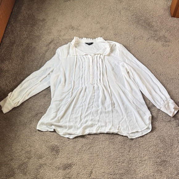 Simply Vera Vera Wang Tops - Simply Vera Vera Wang White Chiffon Pleated Ruffle Blouse SIZE L